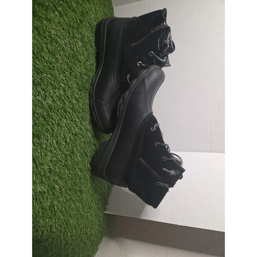 Sperry Women's Saltwater Rain Boot Black Leather STS88108 Size 12